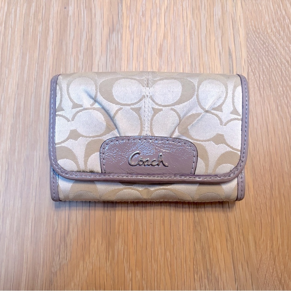Coach Metallic Gold and Lilac Purple Signature Wallet